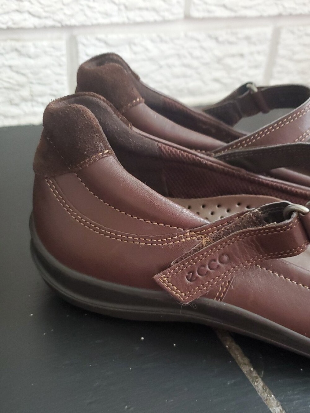 Ecco Women's Dark Brown Mary Jane Flats Sz 6.5 Career Casual Confort Active - Picture 3 of 13